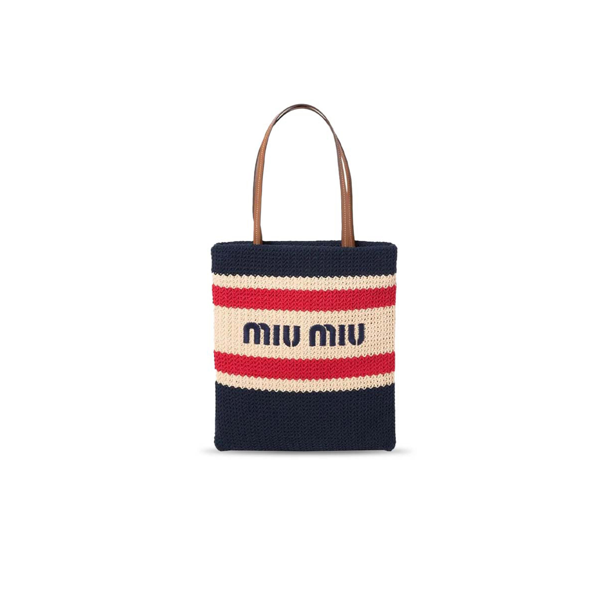 MIU MIU RED STRIPED CROCHET TOTE BAG 5BG248 (38*30cm)